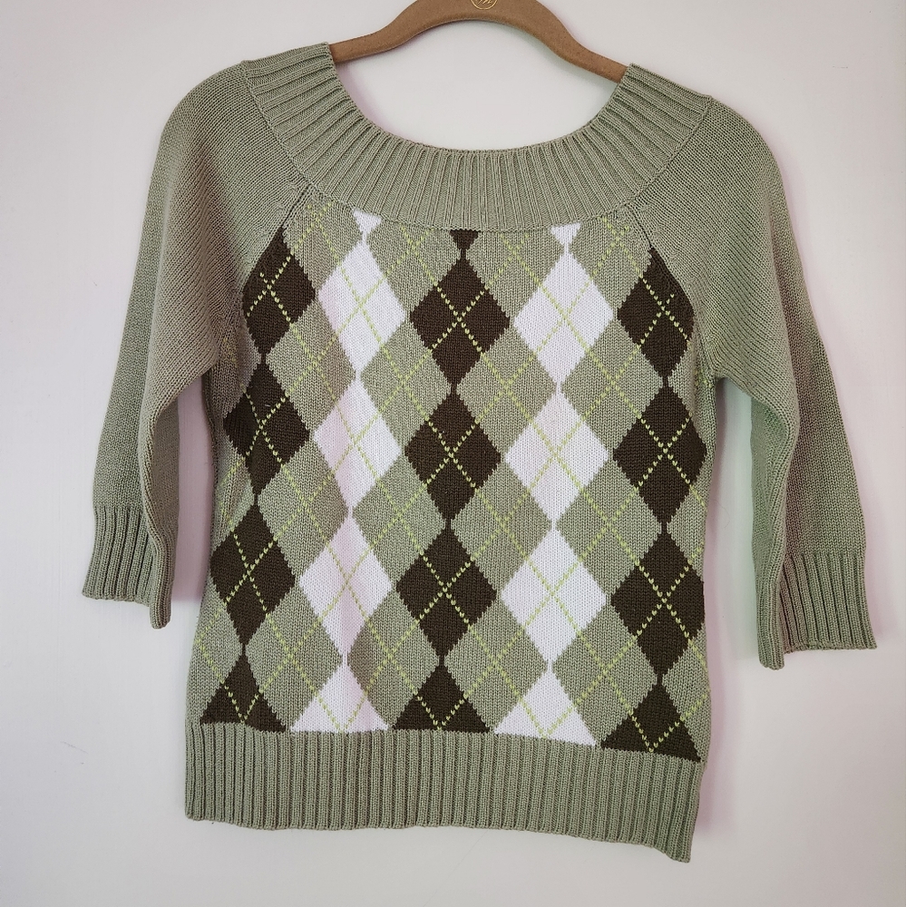 Green Argyle Sweater